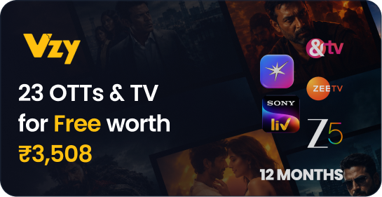 Vzy — 23 OTTs & TV free for 12 months, worth ₹3,508